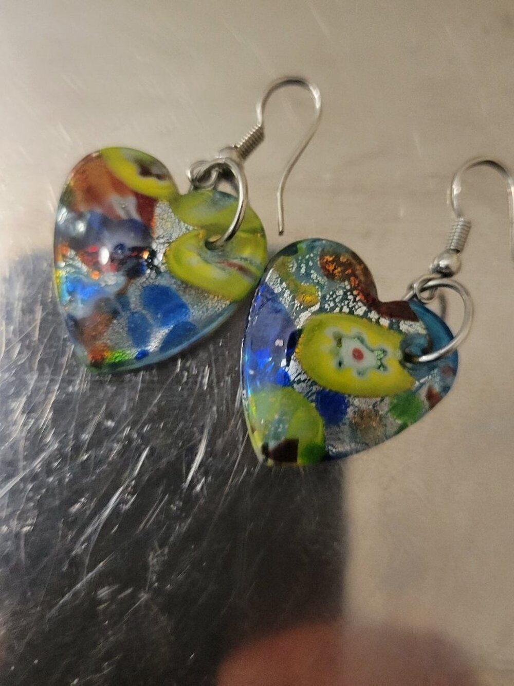 Murano Glass Heart Earrings